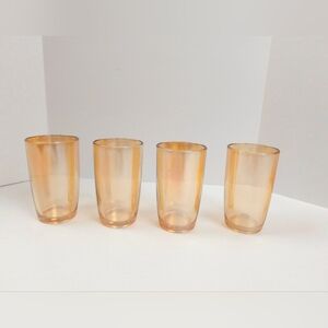 MCM Set Of Four Jeannette Marigold Carnival Glass 3.5 Inch Tumblers